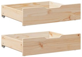 Cassettoni Da Letto Con Ruote 2 Pz 75x55x16 Cm İn Legno Di Pino /
