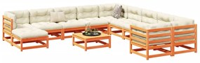 Set divani da giardino 12pz marrone cera legno massello di pino