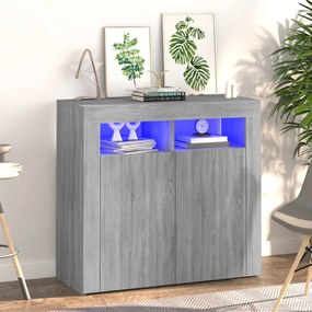 Credenza con luci led grigio sonoma 80x35x75 cm