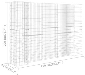 Gabbione Fioriera ad "H" in Filo di Acciaio 260x40x200 cm