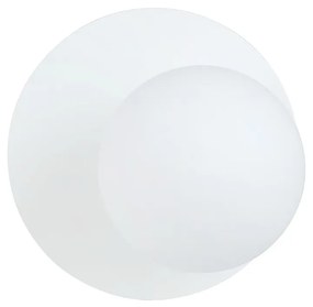 Lampada Da Parete Contemporanea Ippolita 1 Luce In Acciaio Bianco E Vetro Opalino