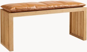 Panca in legno di mogano con cuscino in pelle Rib