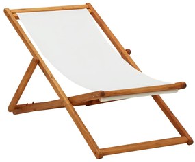 Sedia Da Spiaggia Legno Di Eucalipto E Tessuto Bianco Crema /