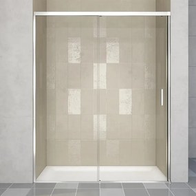 Porta doccia scorrevole Jazz L 140 x H 200cm, Sp. 6 mm in vetro vetro senza finitura / trasparente profilo cromo