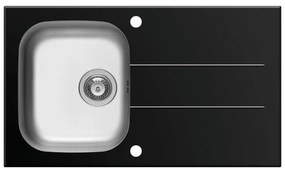 Lavello integrato 1 vasca in vetro nero PYRAMIS Concerto L 50 x L 86 cm