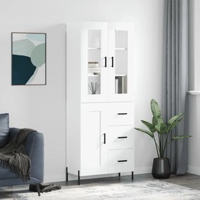 Credenza bianca 69,5x34x180 cm in legno multistrato