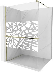 Mexen Kioto+ parete doccia con ripiano Walk-in 90 x 200 cm, motivo bianco, oro - 800-090-121-50-85