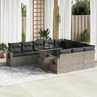 Set Divani da Giardino 11 pz con Cuscini in Polyrattan Grigio 3326551