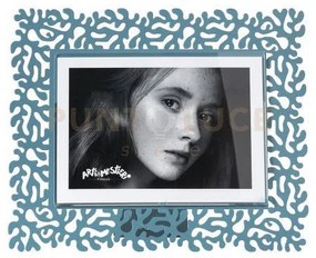 Portafoto di design corallo grande orizzontale blu oltremare in fer...