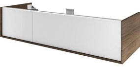 Mobile da bagno sospeso sotto lavabo L 135 x H 32 x P 48 cm noce laccato lucido, 1 cassetto SENSEA Neo