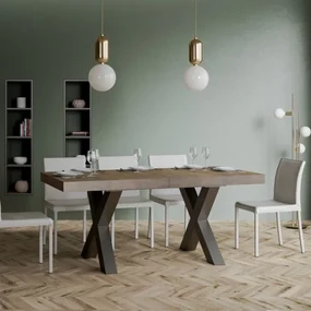 Tavolo Traffic Allungabile piano Noce 90x180 Allungato 440 telaio Antracite