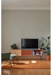 Cassettiera TV rosso mattone con impiallacciatura in rovere Yoko - Teulat