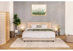 Letto matrimoniale imbottito beige con contenitore e rete inclusi 180x200 cm Myra Slim Line – Bonami Selection