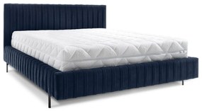 Letto matrimoniale imbottito blu scuro con contenitore e rete inclusi 180x200 cm Plissa – ELTAP