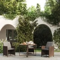 Tavolo da Giardino Marrone 109x107x74 cm in Polyrattan e Vetro 316788