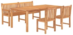 Set da pranzo per giardino 4 pz in legno massello di teak