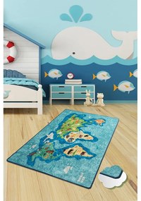 Tappeto antiscivolo blu per bambini , 100 x 160 cm Map - Conceptum Hypnose