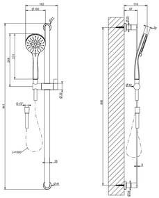 Asta Saliscendi Con Doccetta Anticalcare Tre Getti E Flessibile 150 Cm Cromo Gessi Emporio Shower 47243