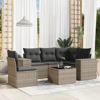 Set Divano da Giardino 6 pz con Cuscini Grigio in Polyrattancod mxl 88432