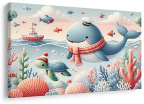 Quadro su tela – Capitano balena e tartaruga
