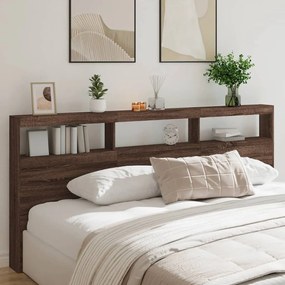 Testiera Con Contenitore A Led Rovere Marrone 220x17x102 Cm /