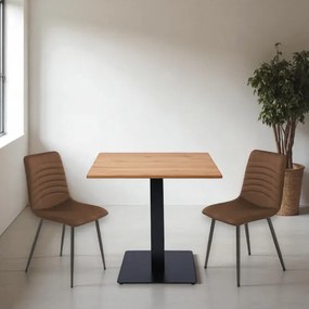 Tavolo da bar ristorante quadrato 80x80 cm con piano laminato Rovere Nodato H 75