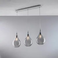 Lampadario Binario Moderno Pluvia Grigio Fum 3 Luci E27