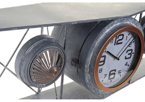 Orologio da Parete DKD Home Decor Vetro Ferro Avion Legno MDF Grigio scuro (120 x 21 x 33.5 cm)