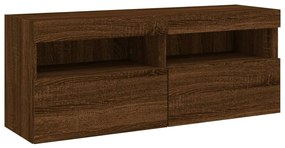Mobile tv a parete con luci led rovere marrone 100x30x40 cm