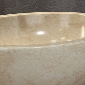 Lavabo bagno design ovale in marmo beige 45cm | Litos-LEC40 - KAMALU