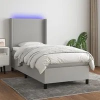 Letto a Molle Materasso e LED Grigio Chiaro 90x200 cm Tessuto 3138125