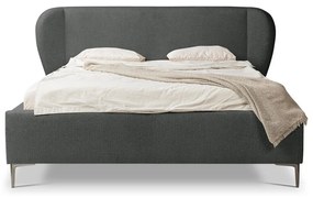 Letto matrimoniale imbottito grigio scuro con rete inclusa 160x200 cm Makana – Makamii