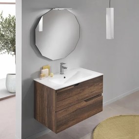 Mobile bagno sospeso moderno BORA base 2 cassetti 80 cm e lavabo TEK