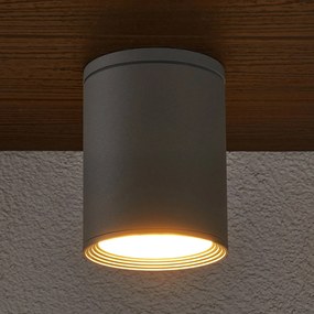 Faretto soffitto Minna, cilindrico, grigio argento Minna Lucande, Alluminio / Grigio / Zincato, Alluminio, Moderno, Plafoniera
