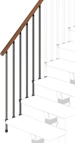 Balaustra in kit IRIS Vida 3GR in legno grigio antracite, corrimano in legno faggio, L 120 cm fissaggio a parete