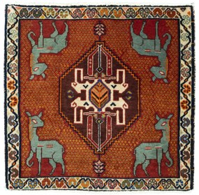 Shiraz Tappeto 60 x 60 Rosso (Iran) Annodato A Mano