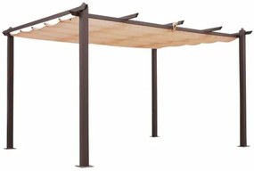 Pergola 3x4 In Alluminio Gazebo Moka Telo Copertura Scorrevole Sabbia