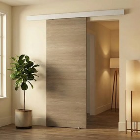Porta scorrevole reversibile Swin in mdf marrone, L 93 x H 212 cm, con binario Meli