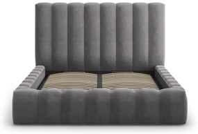Letto matrimoniale imbottito grigio con contenitore con griglia 180x200 cm Kelp - Micadoni Home