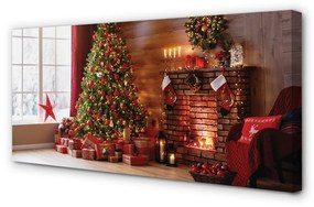 Quadro su tela Alberi di Natale regali decorazioni per camino 100x50 cm