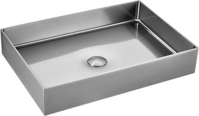 Lavabo appoggio rettangolare in acciaio finitura spazzolata | KSAT-550AI - KAMALU