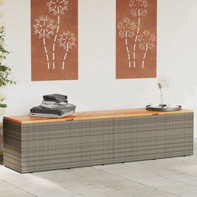 Contenitore Giardino Grigio 220x50x54cm Polyrattan Legno Acacia /