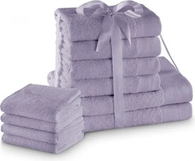 Set di asciugamani per viso e corpo tipo terry lavanda in cotone 10 pz Amari – Restilo