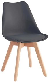 Sedia Nordik Wood in polipropilene con cuscino – Antracite, design moderno