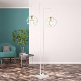 Piantana Contemporaneo Omoikane Acciaio Bianco 2 Luci E27 Ip20