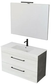 Mobile bagno sospeso 100 cm Smart bianco legno/lava con specchio