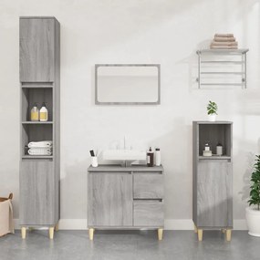 Set Mobili Da Bagno 3 Pz Grigio Sonoma İn Legno Multistrato /