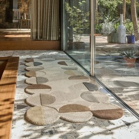 Passatoia greige in lana tessuta a mano 80x230 cm Mia Scallop Frame – Flair Rugs