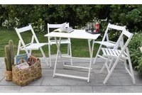 Set giardino tavolo Price + 4 sedie Happy Hour in legno bianco