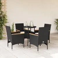 Set da Pranzo da Giardino con Cuscini 5 pz Polyrattan e Vetro 3278722